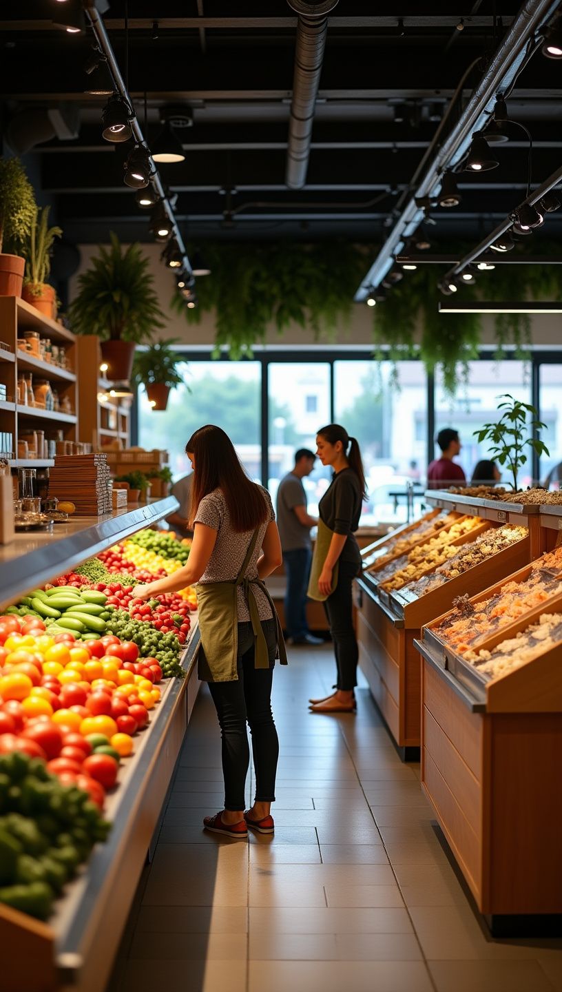 Πιάτο με ζυμαρικά ολικής αλέσεως και λαχανικά, πλούσιο σε φυτικές ίνες.